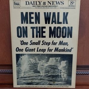 Laminated Plaque Front Page NY Daily News Men Walk On The Moon July 21, 1969
